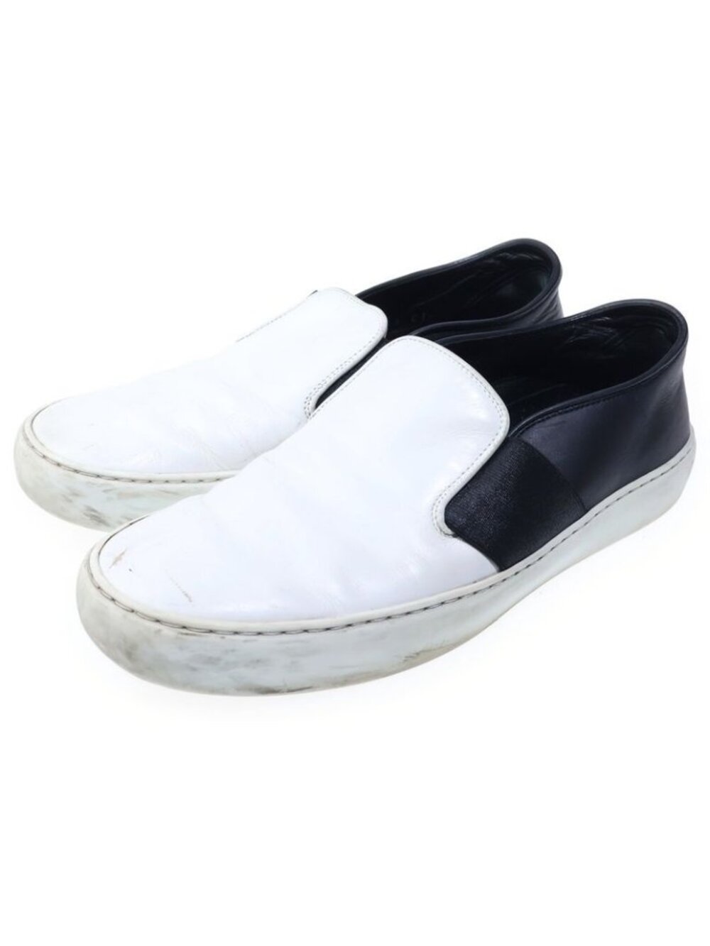 Chanel Bicolor Slip on Low Cut Shoes White Black - Picture 2 of 6